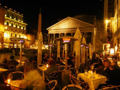 Photographic Print: Outdoor Dining Near Pantheon, Rome, Italy by Martin Moos: 24x18in