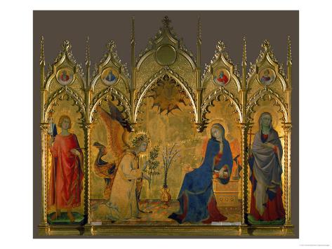 Giclee Print: The Annunciation, Saints Asano and Margaret, Prophets Jeremiah, Ezechiel, Isaiah, and Daniel by Simone Martini: 24x18in