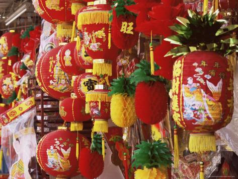 Photographic Print: Red and Yellow Lanterns for Sale at Chinese Lantern Shop in Georgetown, Penang, Malaysia by Charcrit Boonsom: 24x18in