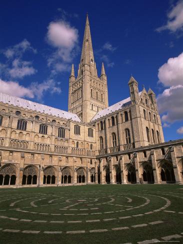 Photographic Print: Maze in the Cloisters, Norwich Cathedral Poster by Jean Brooks: 24x18in