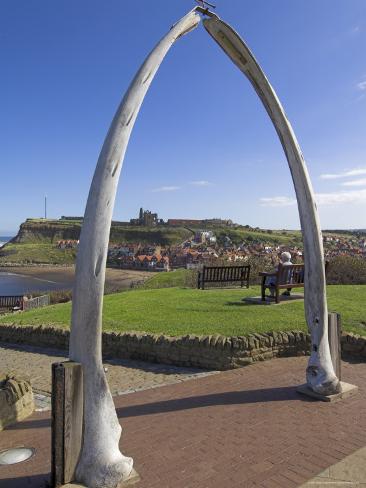 Photographic Print: Whalebone Arch on Seafront, with Whitby Abbey Ruin in Distance, Whitby, Yorkshire by Neale Clarke: 24x18in