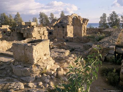 Photographic Print: Byzantine Castle Dating from 7th Century, Ruined by Earthquake in 1222, Paphos, Cyprus by Michael Short: 24x18in