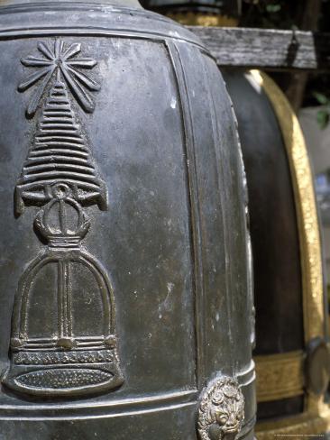 Photographic Print: Detail of Bell at Buddhist Temple, Wat Chana Songkhram, Bangkok, Thailand, Southeast Asia by Richard Nebesky: 24x18in