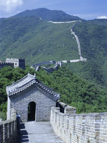 Photographic Print: Restored Section with Watchtowers of the Great Wall, Northeast of Beijing, Mutianyu, China by Tony Waltham: 24x18in