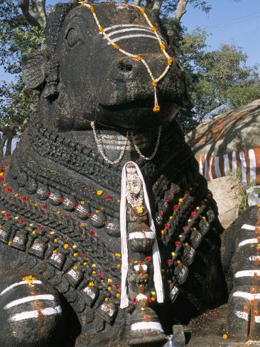 Photographic Print: Nandi Bull Statue, Chamundi Hills Poster by Occidor Ltd: 24x18in