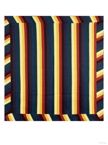 Giclee Print: Joseph's Coat-Of-Many-Colours Patterned Coverlet, Pieced and Quilted Cotton, Circa 1890: 24x18in