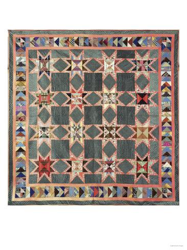 Giclee Print: An Ohio Star Coverlet, America Pieced, Quilted and Appliqued Silk, Circa 1860: 24x18in