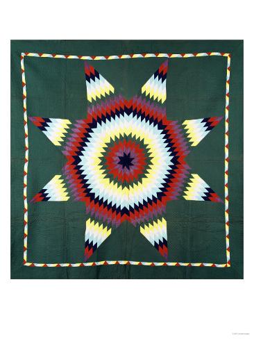 Giclee Print: An Amish Star of Bethlehem Coverlet, Pennsylvania, Pieced and Quilted Cotton, Circa 1930: 24x18in