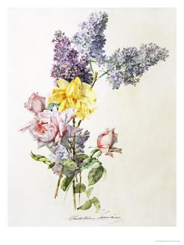 Giclee Print: Study of Lilac and Roses Art Print by Madeleine Lemaire by Madeleine Lemaire: 24x18in