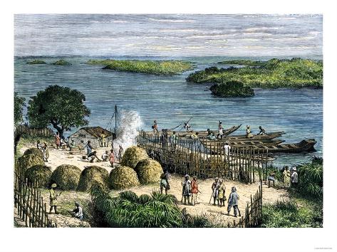Giclee Print: African Explorer Henry Stanley's Camp on the Congo River, c.1870: 24x18in