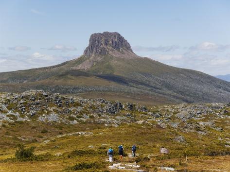 Photographic Print: Hikers on the Overland Track in Cradle Mountain Lake St. Clair National Park, Tasmania, Australia by Christian Kober: 24x18in