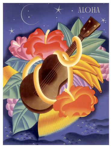 Giclee Print: Aloha Ukulele Wall Art by Frank Mcintosh by Frank Mcintosh: 24x18in