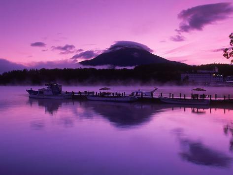 Photographic Print: Mt. Akandake and Lake Akando, Dawn, Japan by Walter Bibikow: 24x18in