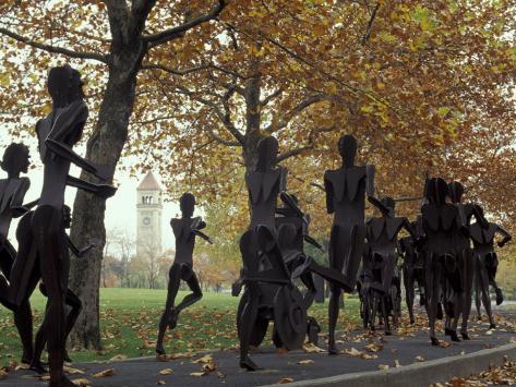 Photographic Print: Running Sculptures Commemorating the Lilac Bloomsday Run, Spokane, Washington, USA by Jamie & Judy Wild: 24x18in