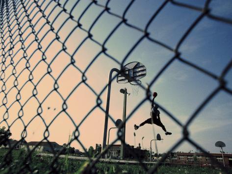 Photographic Print: Mid Adult Man Playing Basketball Poster: 24x18in