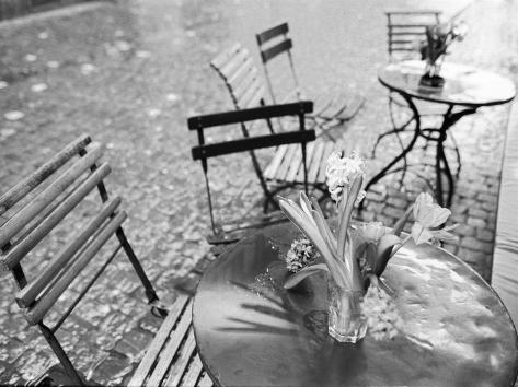 Photographic Print: Outdoor Cafe Table, Lucerne, Switzerland Poster by Walter Bibikow: 24x18in