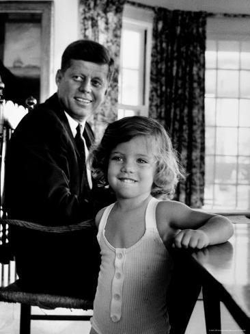 Photographic Print: Sen. John Kennedy with Daughter Caroline After Democratic Party Named Him 1960 Pres. Candidate by Alfred Eisenstaedt: 24x18in