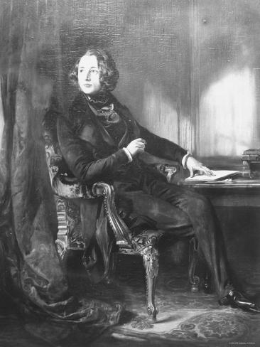 Premium Photographic Print: Portrait by Daniel Maclise of English Novelist Charles Dickens as a Young Author: 24x18in