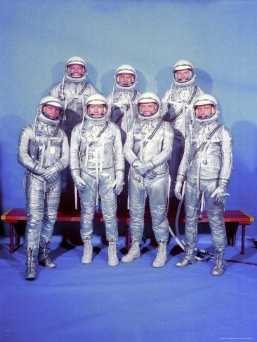 Premium Photographic Print: Project Mercury Astronauts in Group Portrait by Ralph Morse: 24x18in