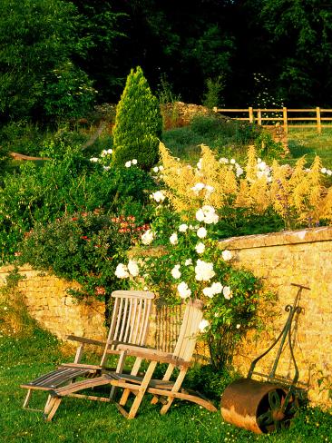 Photographic Print: Informal Organic Garden Planted with Mixed Herbaceous Bulbs & Roses by Lynn Keddie: 24x18in