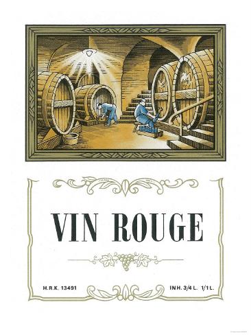Art Print: Vin Rouge Wine Label - Europe Art Print by Lantern Press: 24x18in