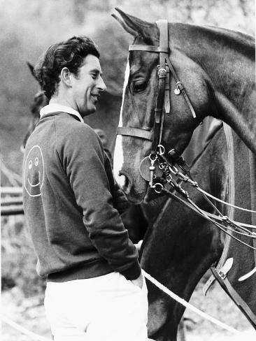 Photographic Print: Prince Charles with His Polo Pony Pan's Folly May 1977: 24x18in