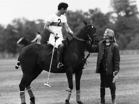 Photographic Print: Prince Charles Apologizing to Girlfriend Jane Ward at a Polo Match: 24x18in