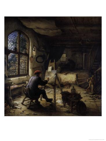 Giclee Print: The Painter in His Studio by Adriaen Jansz. Van Ostade: 24x18in