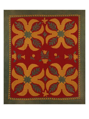 Giclee Print: Mennonite Pieced and Appliqued Cotton Quilted Coverlet, Lancaster County, Pennsylvania, c.1880: 24x18in