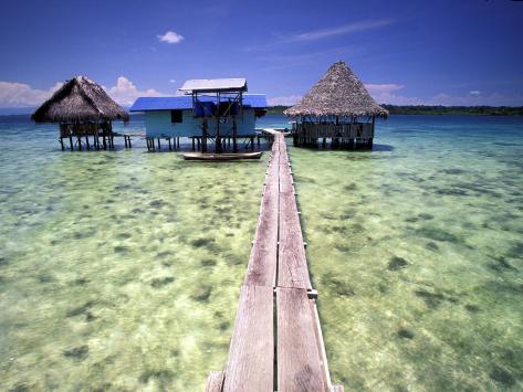 Photographic Print: Restaurant Over the Water, Bocas del Toro Islands, Panama by Art Wolfe: 24x18in