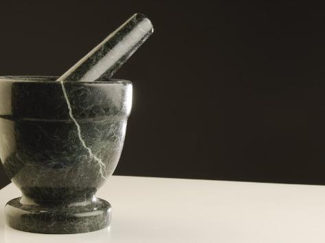 Photographic Print: Poster of Black Marble Mortar and Pestle: 24x18in