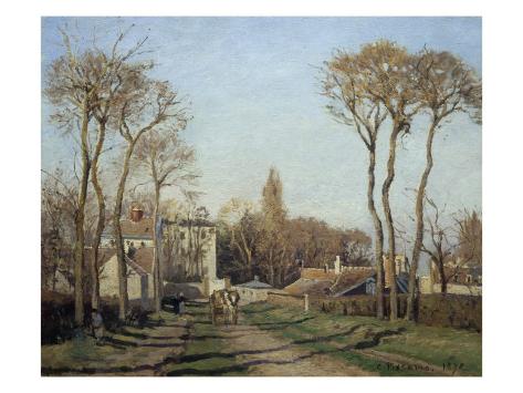 Giclee Print: Entering the Voisins Village Art Print by Camille Pissarro by Camille Pissarro: 24x18in