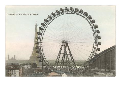 Art Print: Ferris Wheel, Paris, France Art Print: 24x18in