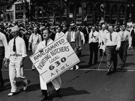 Photographic Print: Units of the American Federation of Labor Marching in the Labor Day Parade: 24x18in