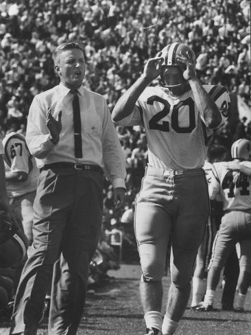 Premium Photographic Print: Coach Paul Dietzel Walking with Lsu Player Billy Cannon During Lsu and Rice Inst. Game: 24x18in