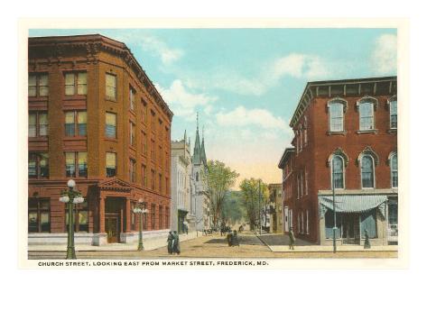 Art Print: Church Street, Frederick, Maryland Wall Art: 24x18in