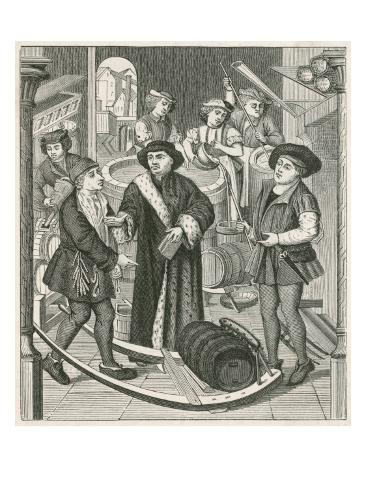Giclee Print: The Bishop of Tournai, Belgium, Receiving the Tithe of Beer Granted by King Chilperic: 24x18in