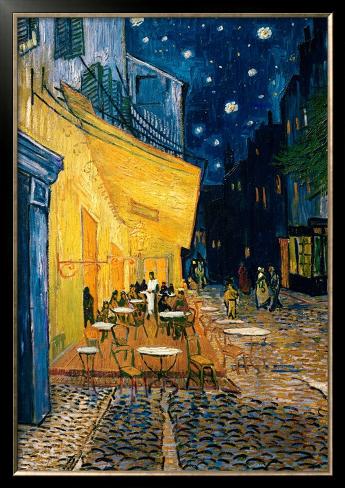Framed Art Print: The Café Terrace on the Place du Forum, Arles, at Night, c.1888 by Vincent van Gogh: 41x29in