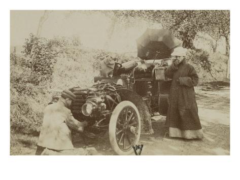 Giclee Print: Album photographique: Panhard et Levassor vers 1901 (chauffeur à genoux) : 24x18in