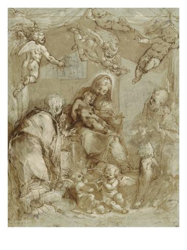 Giclee Print: La Sainte Famille servie par les anges by Federico Barocci: 24x18in