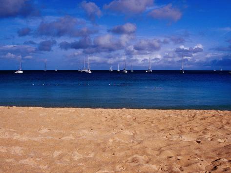 Photographic Print: Reduit Beach and Yachts on Rodney Bay Poster by Richard l'Anson: 24x18in