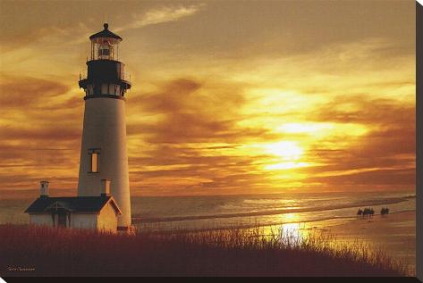 Stretched Canvas Print: Lighthouse at Sunset by Carlos Casamayor: 20x30in