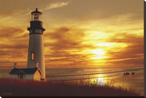 Stretched Canvas Print: Lighthouse at Sunset by Carlos Casamayor: 24x36in