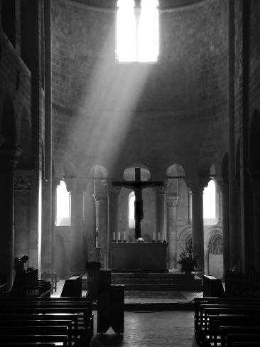 Photographic Print: Prayer in Sant' Antimo Abbey Near Montalcino, Valle De Orcia, Tuscany, Italy by Nadia Isakova: 24x18in