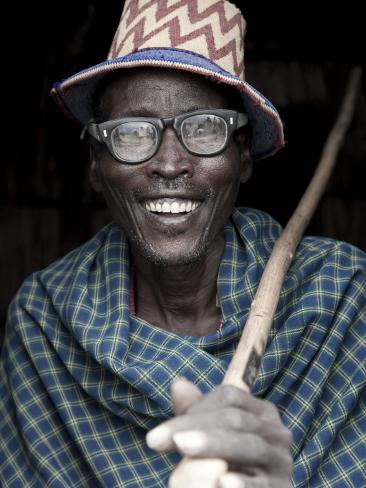 Photographic Print: Portrait of Arbore Man, Omo Valley, Ethiopia by Peter Adams: 24x18in