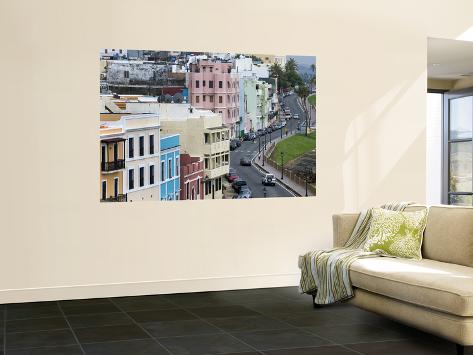 Wall Mural: Colourful Houses Along Calle Norzagaray, Old San Juan by Rachel Lewis: 72x48in