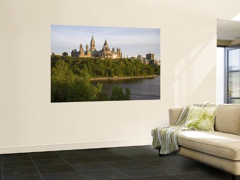 Wall Mural: The Buildings of Parliament Hill, Along the Ottawa River by Sean Caffrey: 72x48in