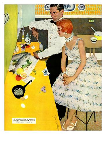 Giclee Print: Backstairs Bachelor - Saturday Evening Post Leading Ladies, July 17, 1954 pg.27 by Joe de Mers: 24x18in