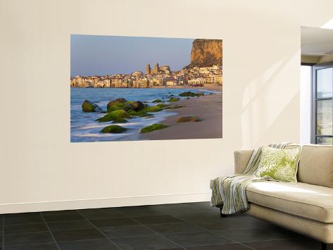 Wall Mural: Beach at Sunset, Cefalu Wall Decal by Peter Adams: 72x48in