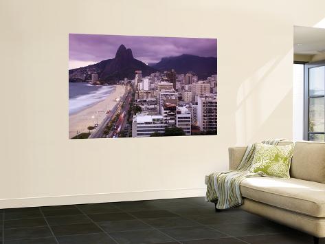 Wall Mural: Brazil, Rio De Janeiro, View of Leblon Beach and Two Brothers Mountain - Dois Irmaos by Jane Sweeney: 72x48in